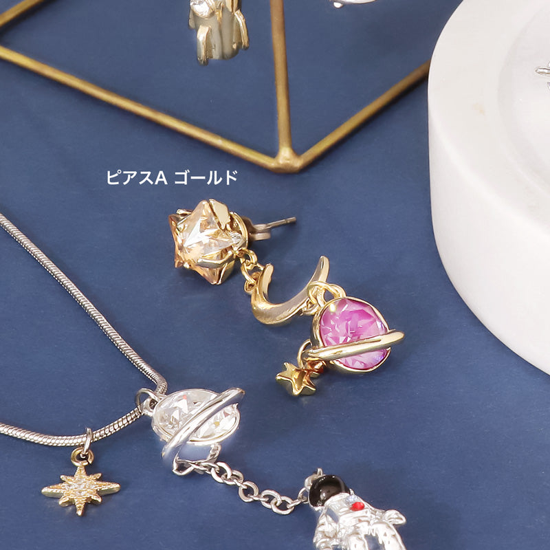 レシピNo.KR1118 石座チャーム土星のアクセサリー3種