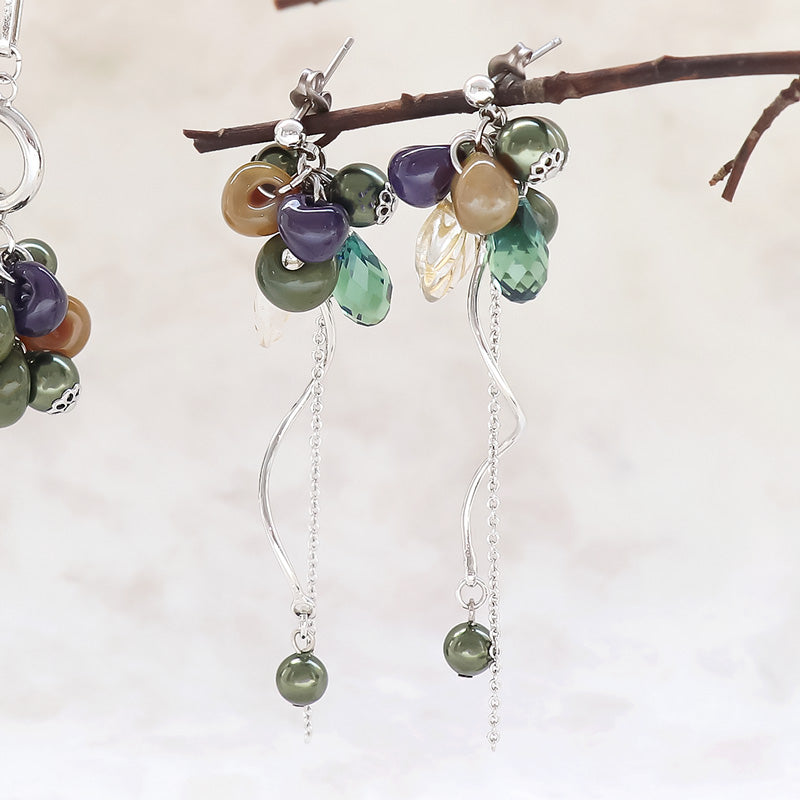 Recipe No. KR1263 Teardrop Beads Multi-Colored Neck & Earrings