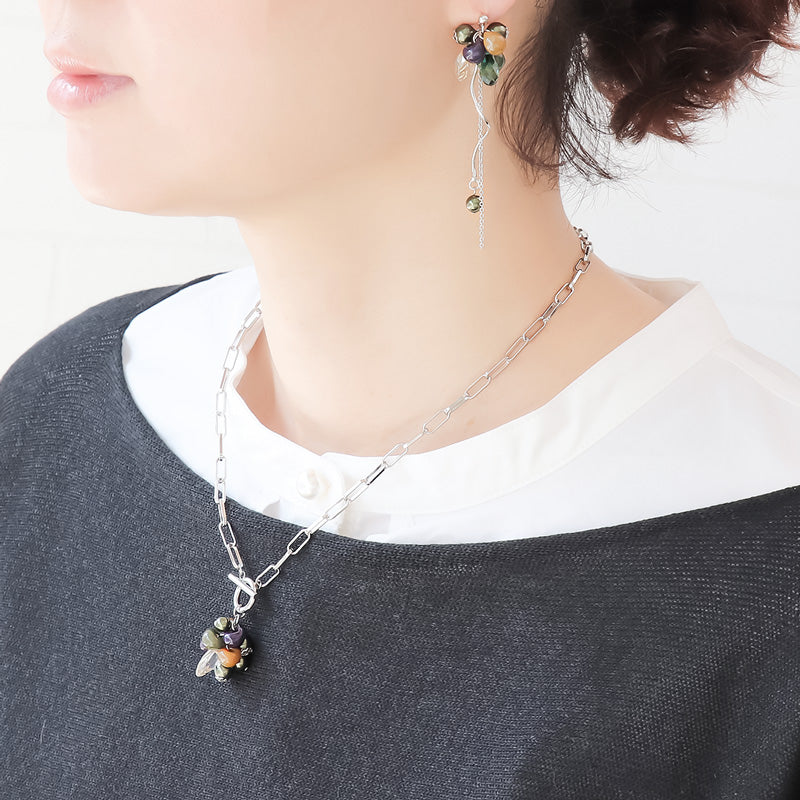 Recipe No. KR1263 Teardrop Beads Multi-Colored Neck & Earrings