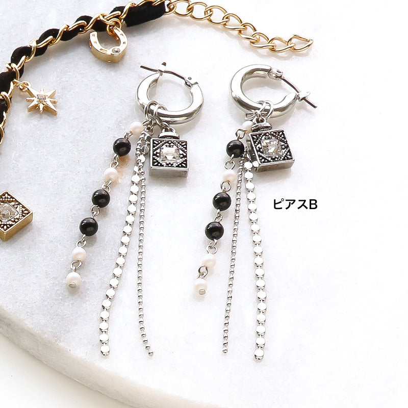 レシピNo.KR1266 石座チャームパフュームボトルのアクセサリー4種