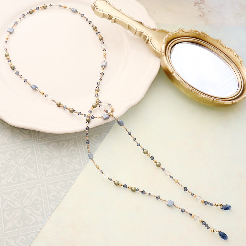 Recipe No.KR1271 Czech bead snowdrop lariat
