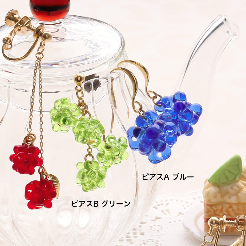 レシピNo.KR1275 チェコファルファーレのフルーツイヤーアクセサリー3種