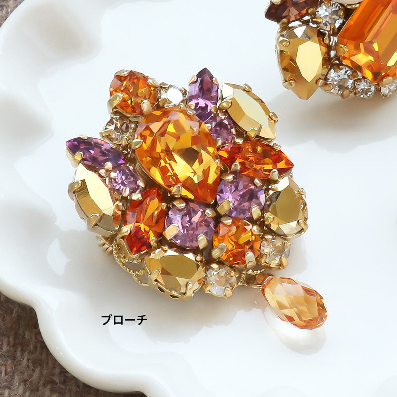 レシピNo.KR1281 貴和クリスタルのエレガントピアス&ブローチ