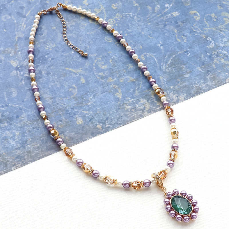 レシピNo.KR1284 貴和クリスタルのオーバルトップネックレス