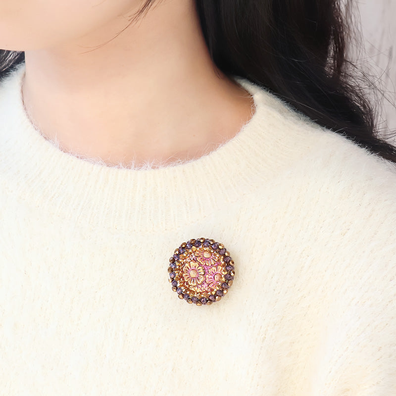 Recipe No.KR1297 Luxury Czech cabochon framing brooch