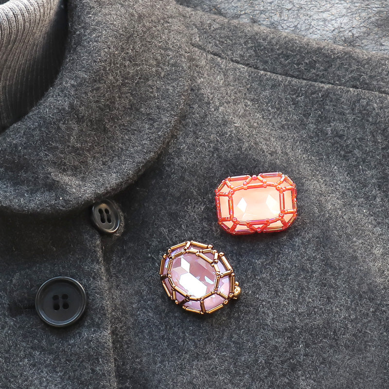 Recipe No.KR1302Kiwa crystals2 types of jeweled brooches