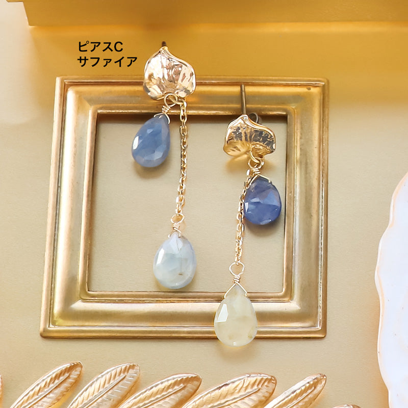 レシピNo.KR1303 天然石カスタムパーツのイヤーアクセサリー4種