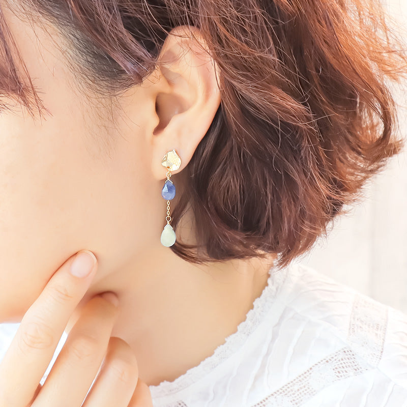 レシピNo.KR1303 天然石カスタムパーツのイヤーアクセサリー4種