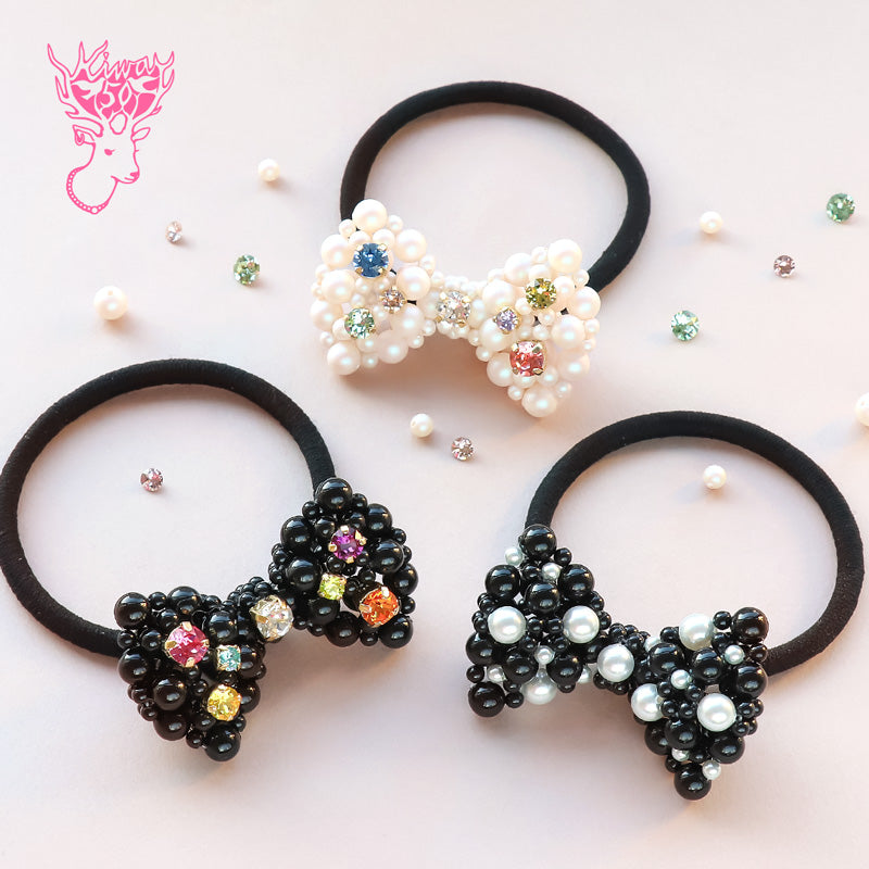 Recipe No.KR1313Kiwa crystals2 types of ribbon hair ties