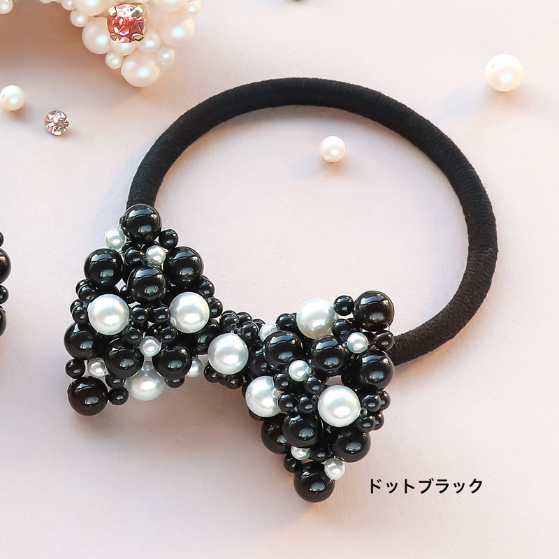 レシピNo.KR1313 貴和クリスタルのリボンヘアゴム2種