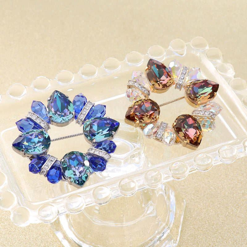 レシピNo.KR1316 貴和クリスタルのドロップリングブローチ