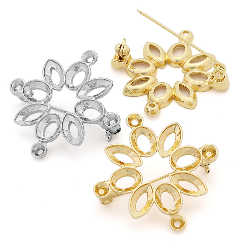 Broach empty frame flower gold