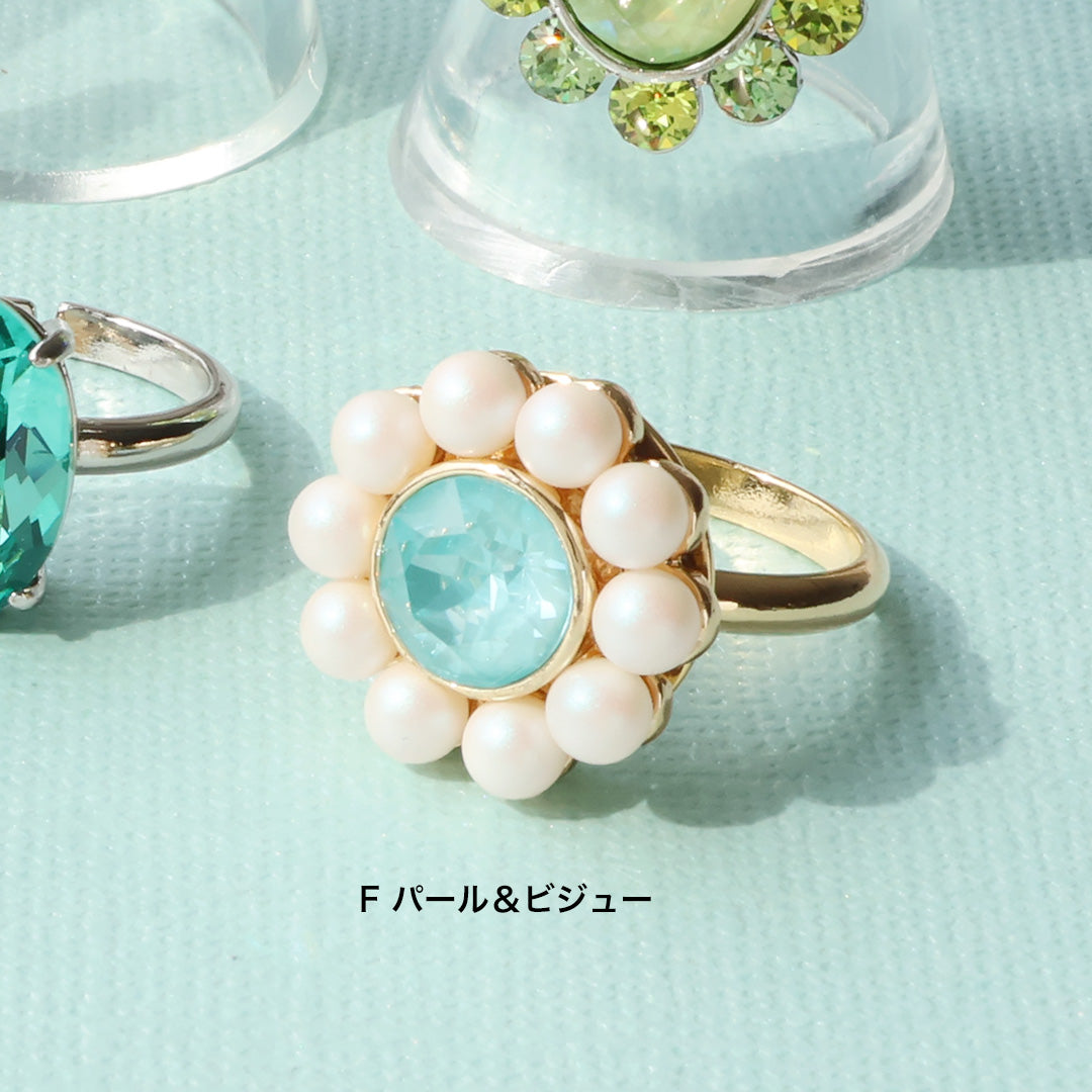 材料表No.ER0329 貴和クリスタルのカラフルビジューリング6種
