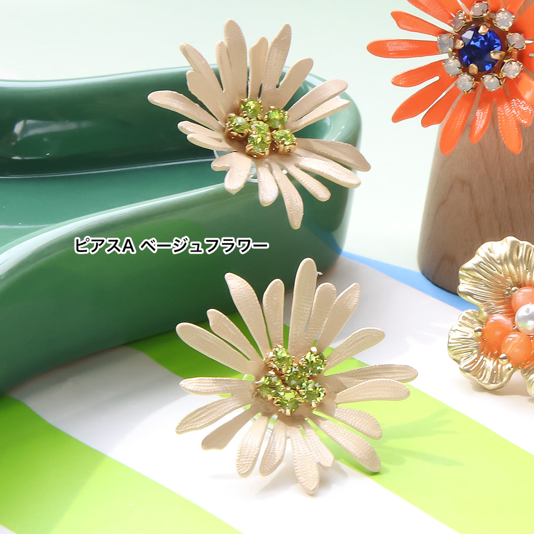 材料表No.ER0333 スペインパーツのカラフルフラワーアクセサリー4種
