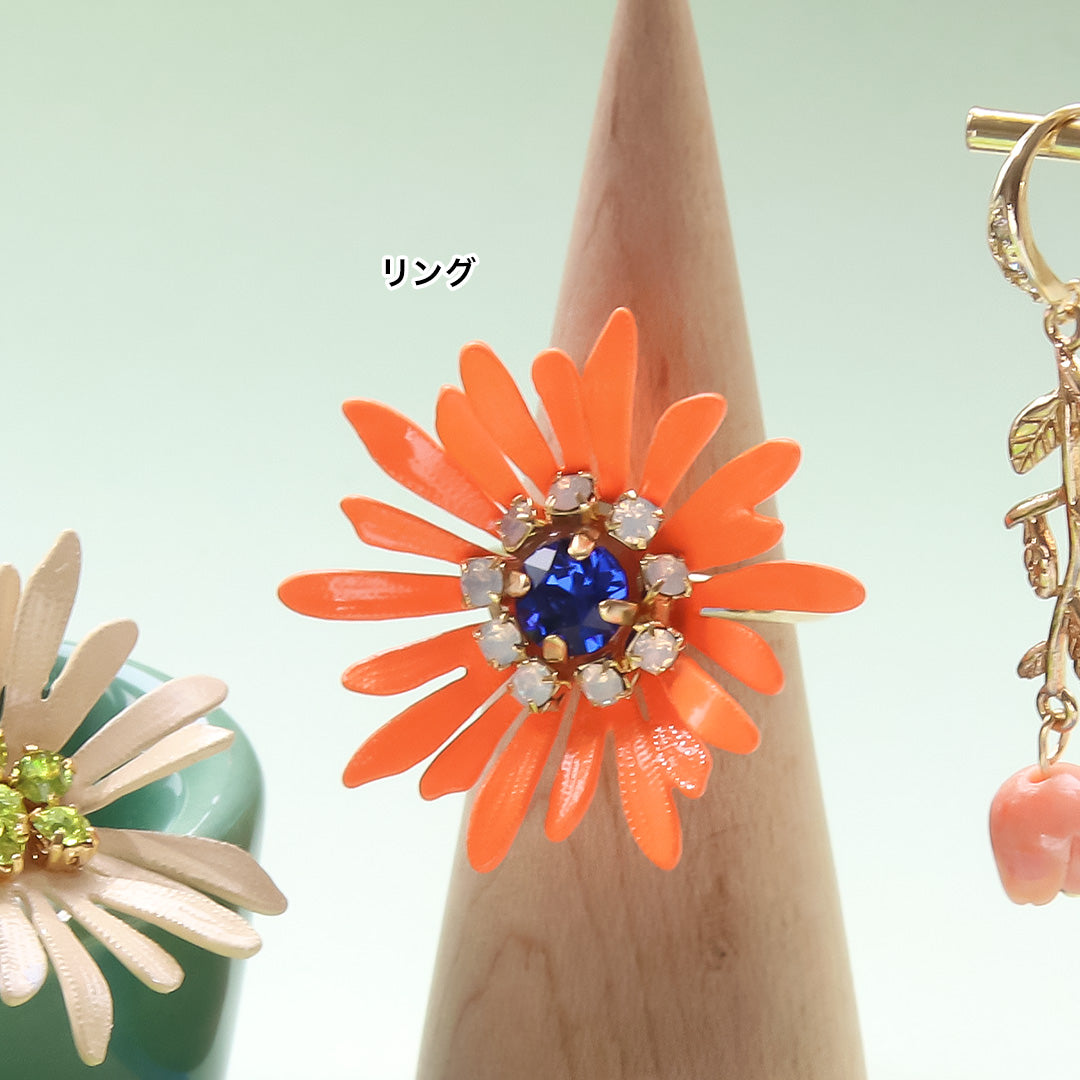 材料表No.ER0333 スペインパーツのカラフルフラワーアクセサリー4種