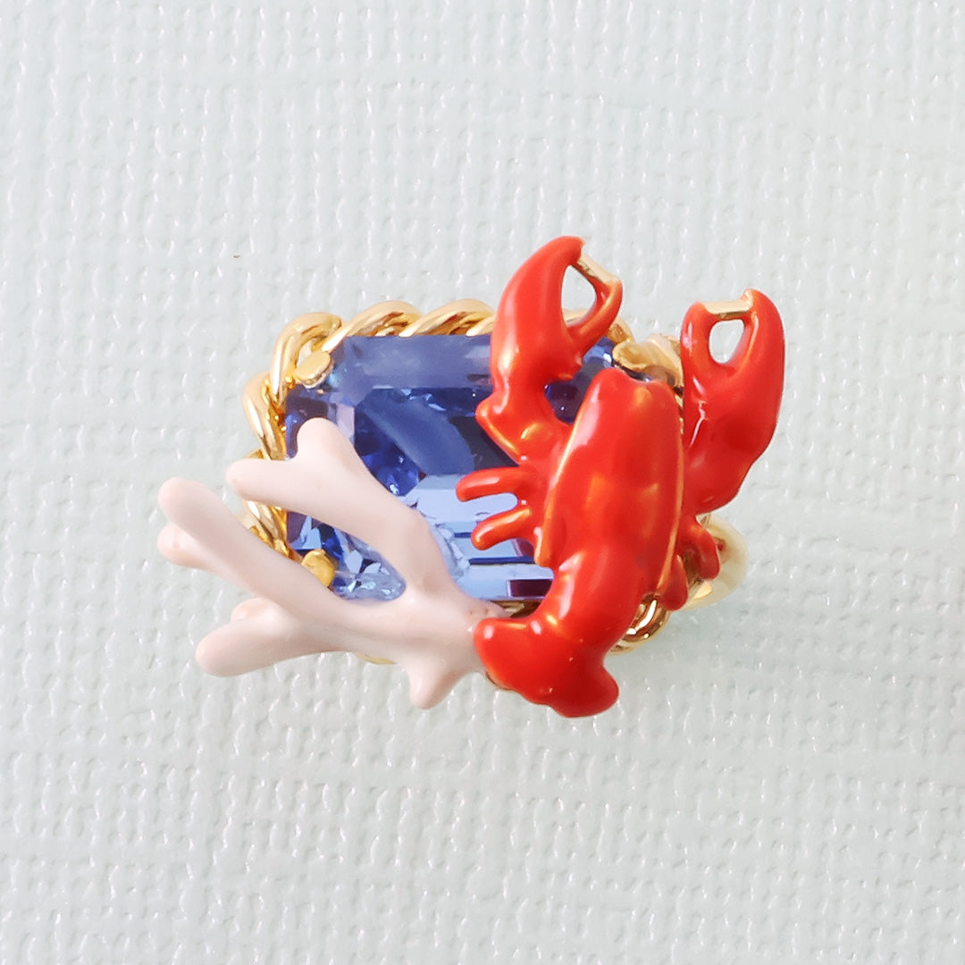 材料表No.ER0351 チャームロブスターと貴和クリスタルのアクセサリー3種