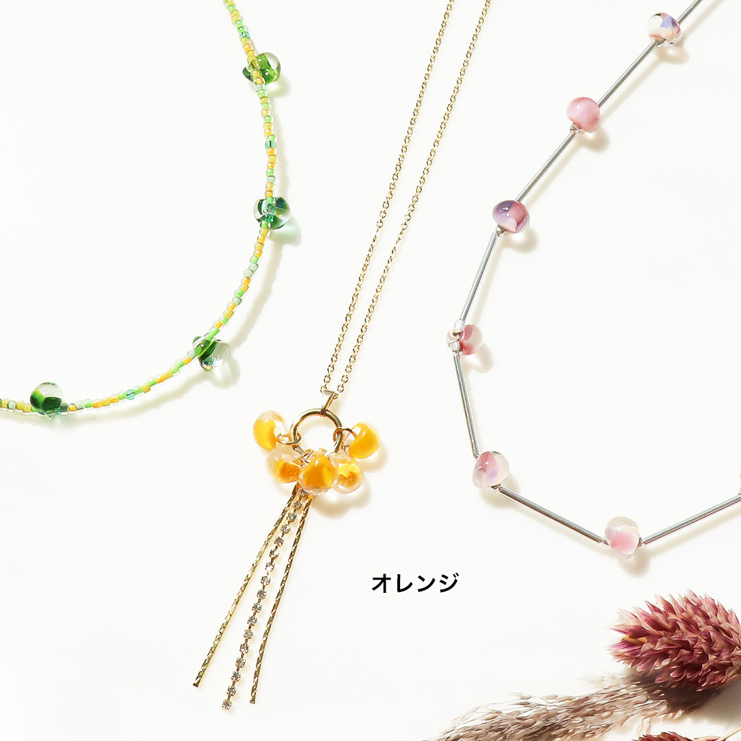 材料表No.ER0353 ティアドロップビーズのショートネックレス3種