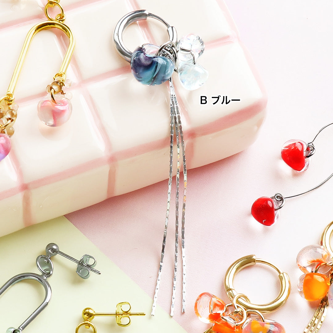 Material list No.ER0355 Teardrop bead long swing earrings
