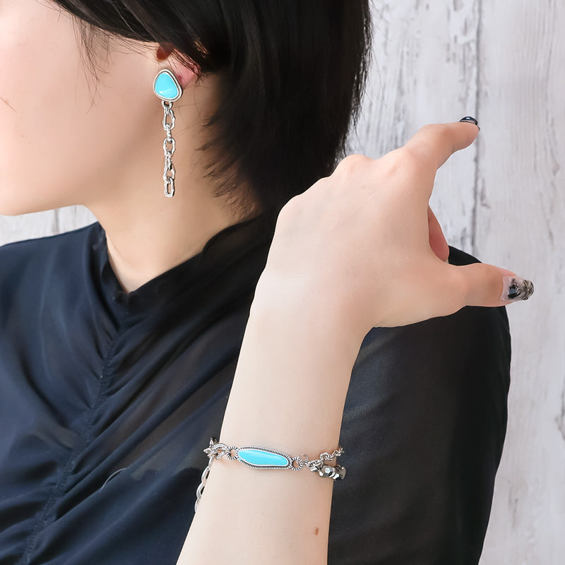 材料表No.ER0361 ギリシャパーツのターコイズ調アクセサリー2種