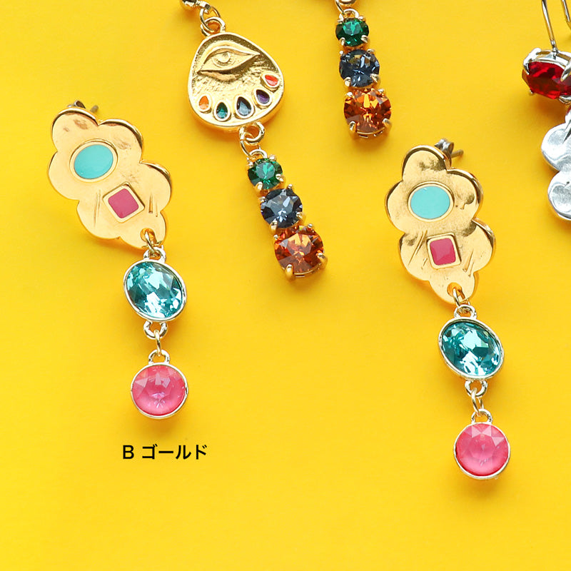 Material list No.ER0368 3 types of Greek parts amulet motif earrings