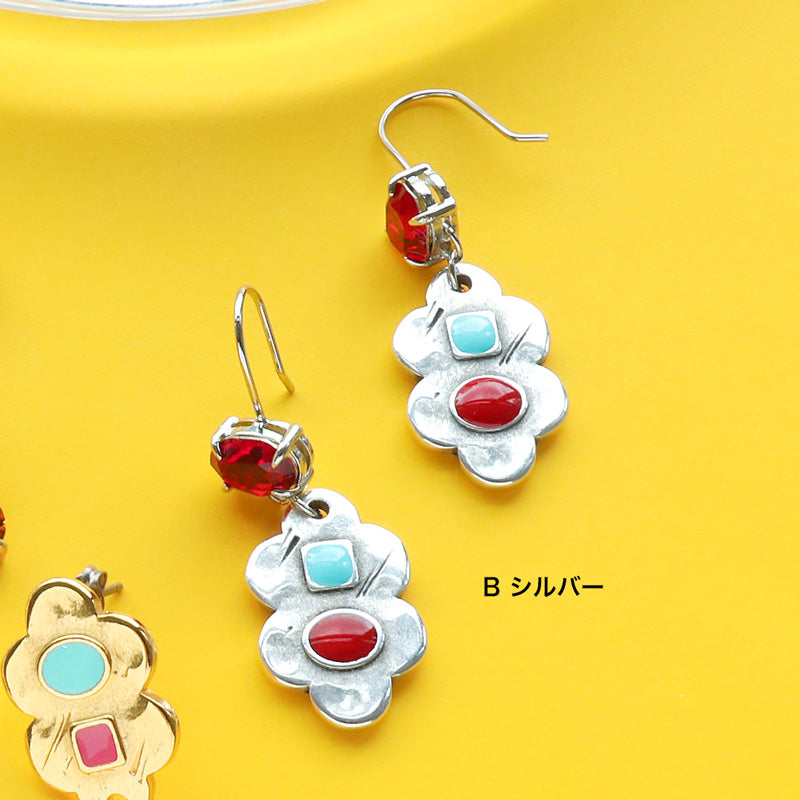 Material list No.ER0368 3 types of Greek parts amulet motif earrings