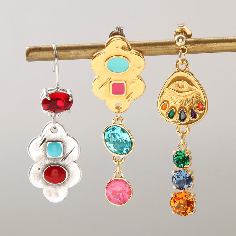 Material list No.ER0368 3 types of Greek parts amulet motif earrings