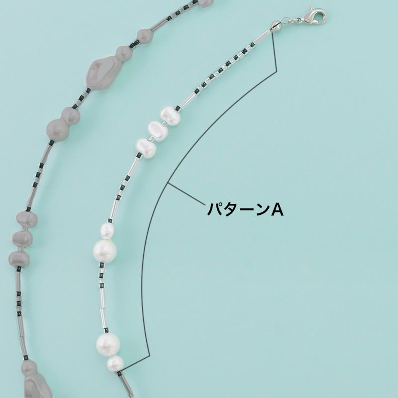 材料表No.ER0374 樹脂パールのニュアンス2連ネックレス