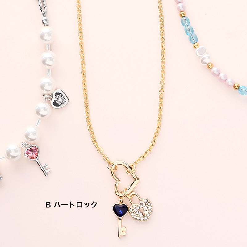 Material list No.ER0418Kiwa crystals3 types of heart motif necklaces