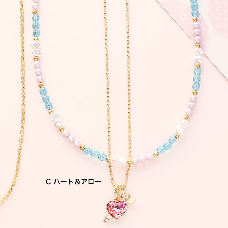 Material list No.ER0418Kiwa crystals3 types of heart motif necklaces