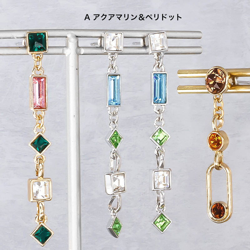 Material list No.ER0426 2 types of multi-colored earrings with metal ring parts