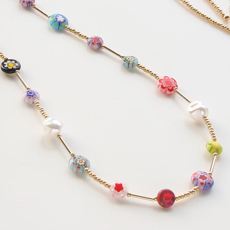 レシピNo.KR0199 ミルフィオリガラスの2WAYネックレス