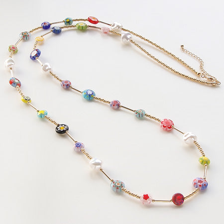 レシピNo.KR0199 ミルフィオリガラスの2WAYネックレス
