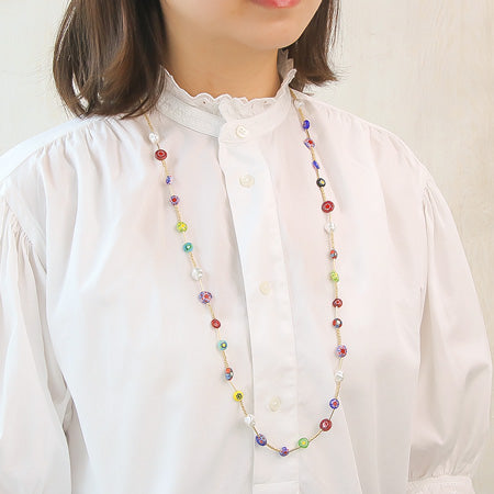 レシピNo.KR0199 ミルフィオリガラスの2WAYネックレス