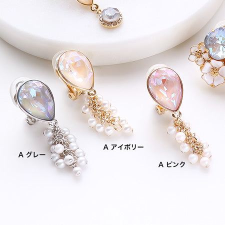 レシピNo.KR0281 クリスタルのニュアンスカラーイヤリング3種