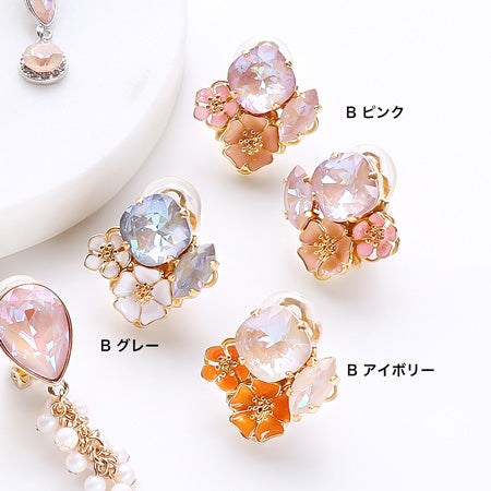 レシピNo.KR0281 クリスタルのニュアンスカラーイヤリング3種