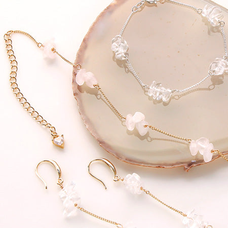 レシピNo.KR0317 半貴石サザレのチェーンブレス&ピアス