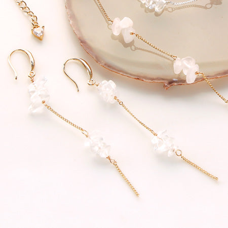 レシピNo.KR0317 半貴石サザレのチェーンブレス&ピアス