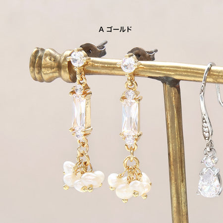 レシピNo.KR0426 キュービックジルコニアのシンプルピアス2種