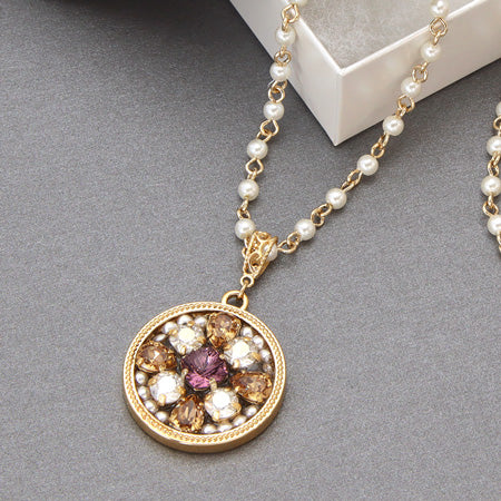 レシピNo.KR0436 貴和クリスタルのクラシカルサークルネックレス