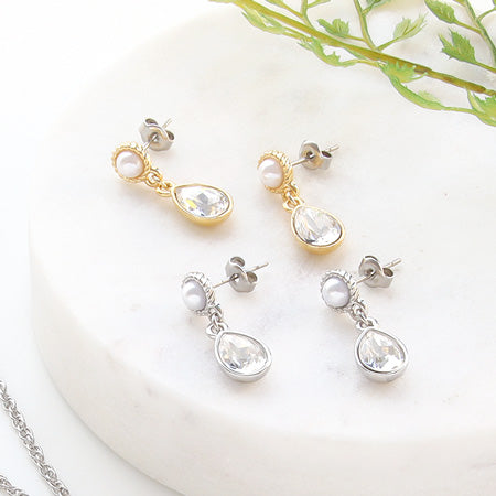 レシピNo.KR0491 貴和クリスタルのフレンチシックネック&ピアス
