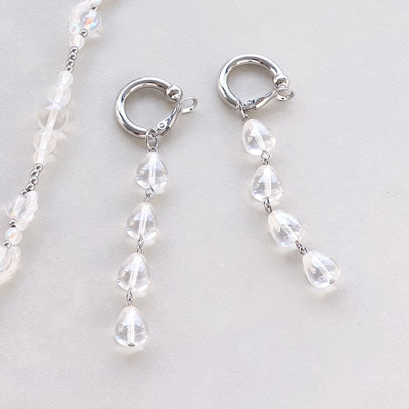レシピNo.KR0494 チェコビーズクリアラスターのネック&イヤリング
