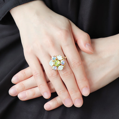 レシピNo.KR0517 貴和クリスタルのラウンドフラワーリング