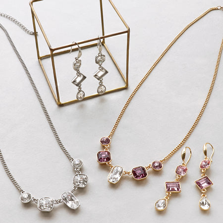 レシピNo.KR0518 貴和クリスタルのビジューレーンネック&ピアス