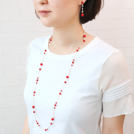 レシピNo.KR0536 クリスタルパールのステーションネック&ピアス