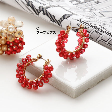 レシピNo.KR0537 クリスタルパールのバリエーションイヤーアクセサリー3種
