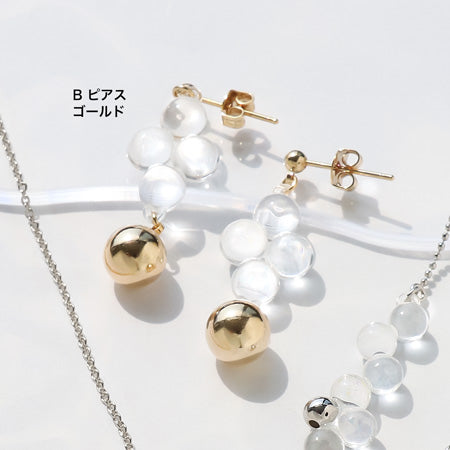 レシピNo.KR0567 ドイツ製アクリルバブルと銅玉のアクセサリー3種