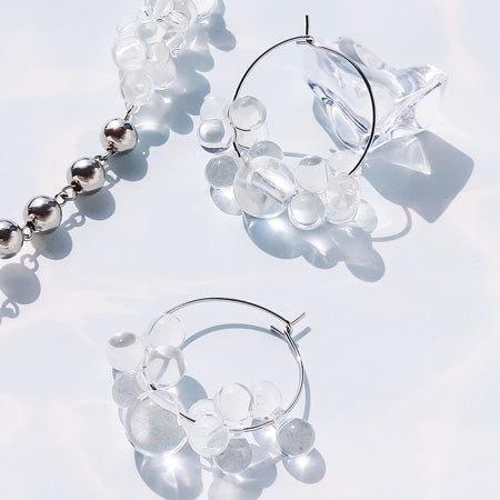 レシピNo.KR0569 ドイツ製アクリルのクリアボールネック&ピアス