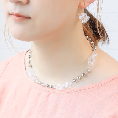 レシピNo.KR0569 ドイツ製アクリルのクリアボールネック&ピアス