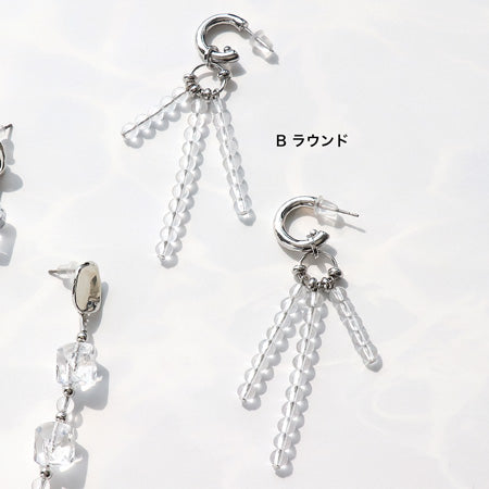 レシピNo.KR0570 ドイツ製アクリルラウンド・ファセットスクエアのピアス2種
