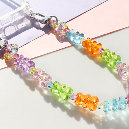 レシピNo.KR0589 アクリルビーズクマのスマホストラップ